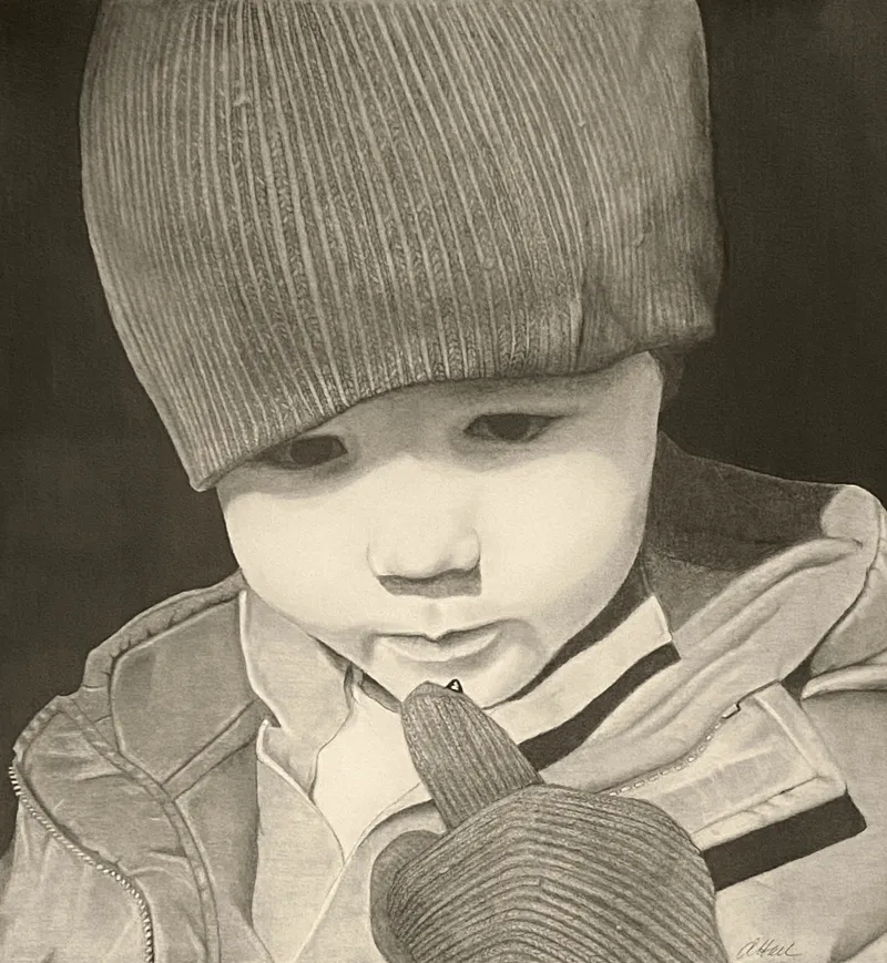 Toddler in a knit beanie