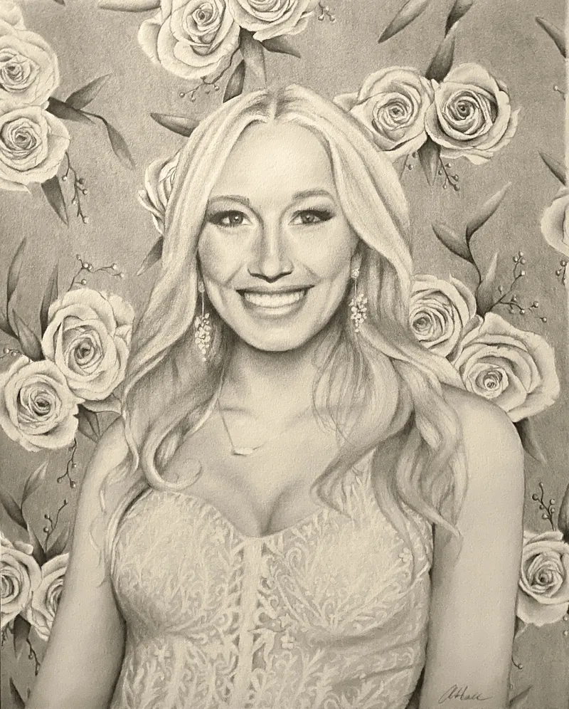 Bride surrounded by roses