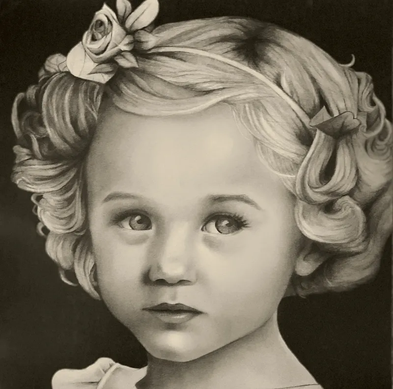 Girl with curled hair and a rose