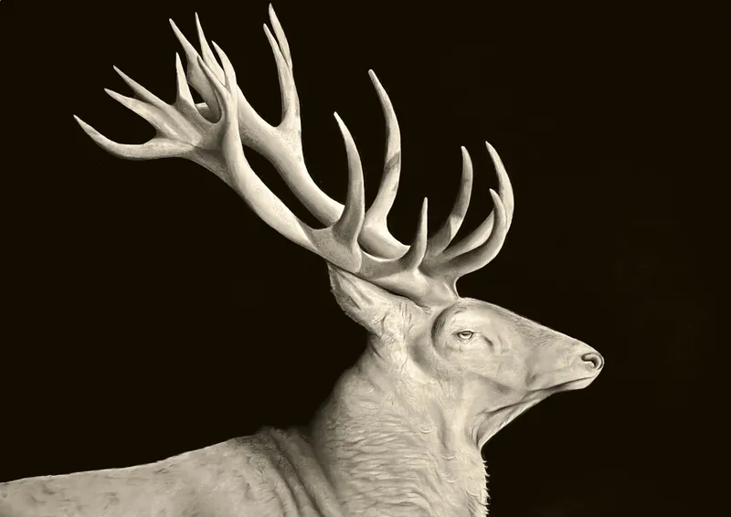 Elk in profile on black background