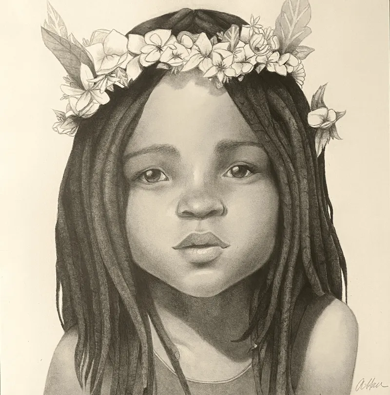 Girl wearing a flower crown