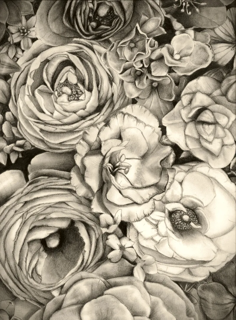 Dense bouquet of roses